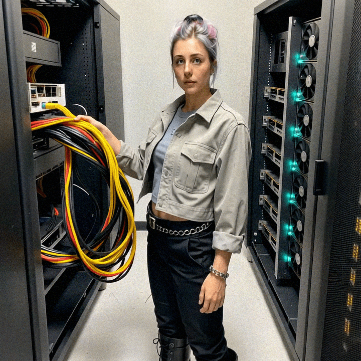 Emma-Jane MacKinnon-Lee standing in a server room